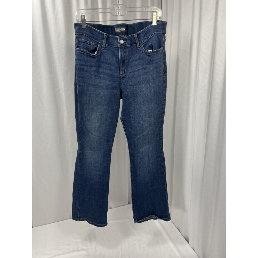 Lee Jeans Womens 12 Bootcut Regular Fit Mid Rise Flex Motion Dark Blue Denim